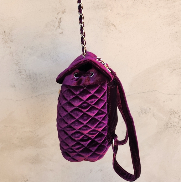 Velvet Quilted Mini Backpack - Picture 7 of 11